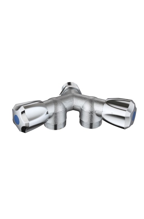 ДВУПЪТЕН V  КРАН ЗА ПЕРАЛНЯ И СЪДОМИЯЛНА ХРОМ МАТ 1/2"х3/4"х3/4" ELS-1107
