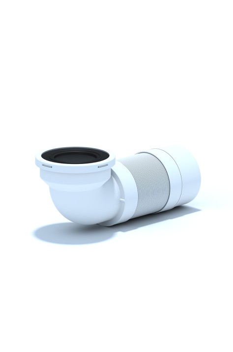 ГОФРИРАНА ВРЪЗКА ЗА WC 90° ЪГЛОВA 265-450mm PVC ТРЪБА    K712R