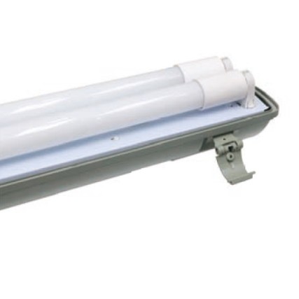 К-Т ТЯЛО ЗА LED T8 ТРЪБА IP65 С ОТРАЖАТЕЛ + 2 X 1.2M T8 LED ТРЪБИ 2 X 2200LM 2 X 22W 230V 6500K
