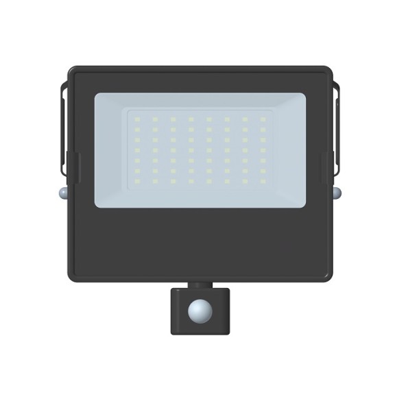 LED ПРОЖЕКТОР ЧЕРЕН 50W 230V 4000LM PF0.9 4000K IP65 СЪС СЕНЗОР ЗА ДВИЖЕНИЕ