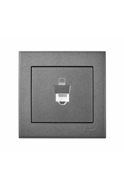 РОЗЕТКА ЗА КОМПЮТЪР RJ45 СРЕБРИСТА СЕРИЯ РЕЙН LEZARD 703-4343-139